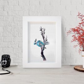 WHITE FRAMED ART BIRDS 30x40 CM ART-FRM-1196